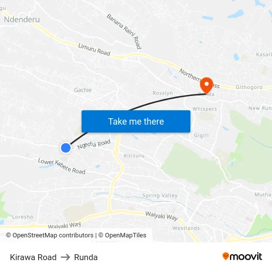 Kirawa Road to Runda map