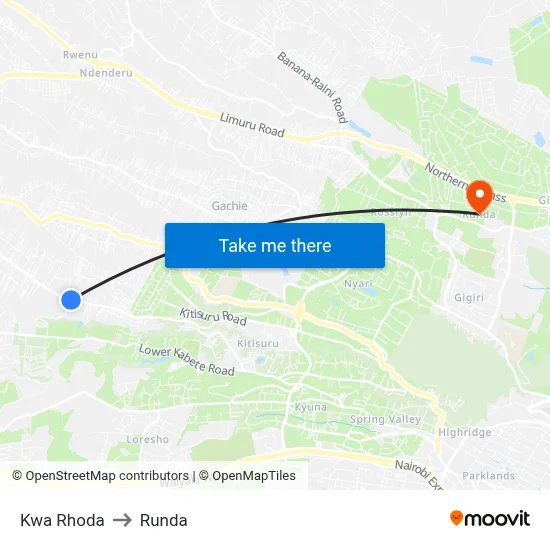 Kwa Rhoda to Runda map