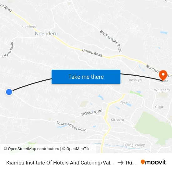 Kiambu Institute Of Hotels And Catering/Valence School to Runda map