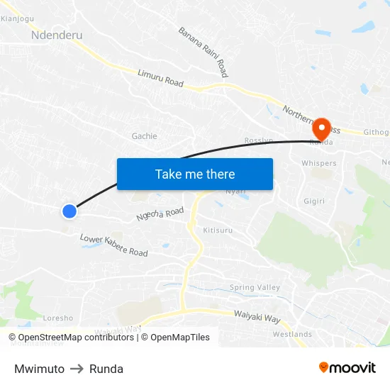Mwimuto to Runda map