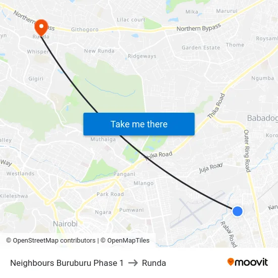 Neighbours Buruburu Phase 1 to Runda map