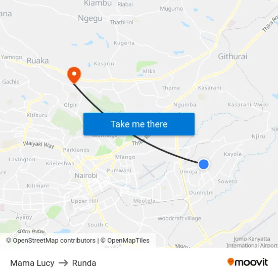 Mama Lucy to Runda map