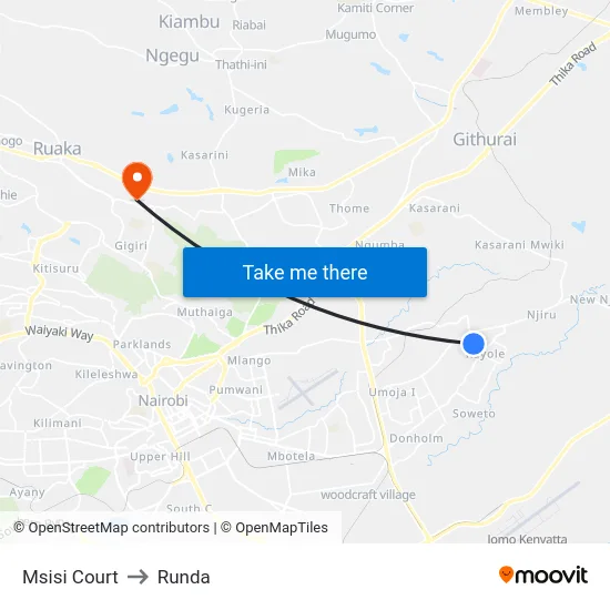 Msisi Court to Runda map