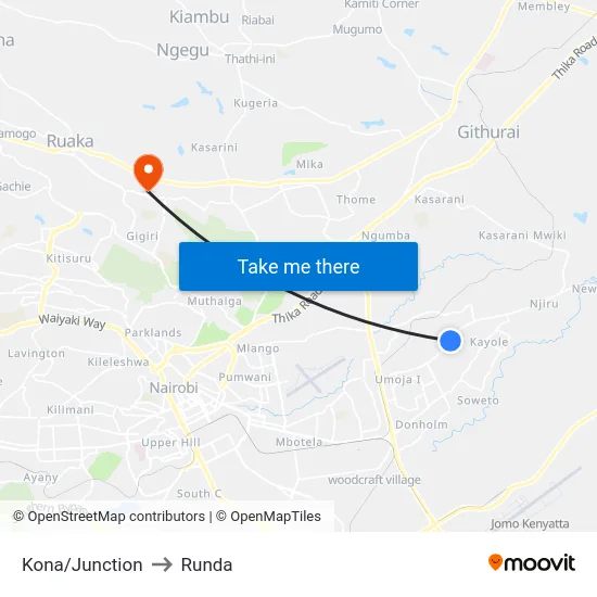 Kona/Junction to Runda map