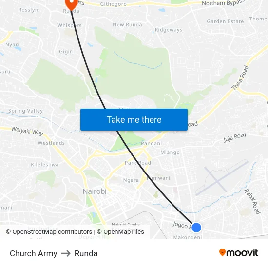 Church Army to Runda map