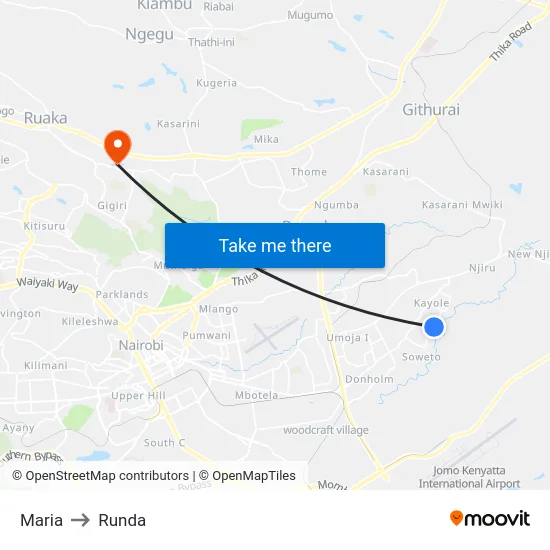 Maria to Runda map