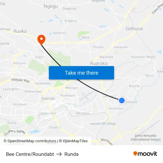 Bee Centre/Roundabt to Runda map