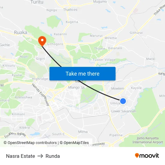Nasra Estate to Runda map