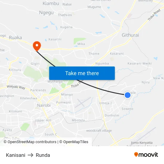 Kanisani to Runda map