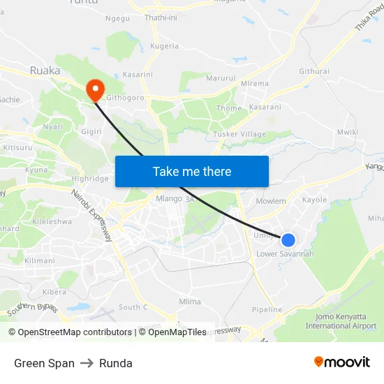 Green Span to Runda map
