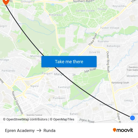 Epren Academy to Runda map
