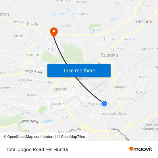 Total Jogoo Road to Runda map