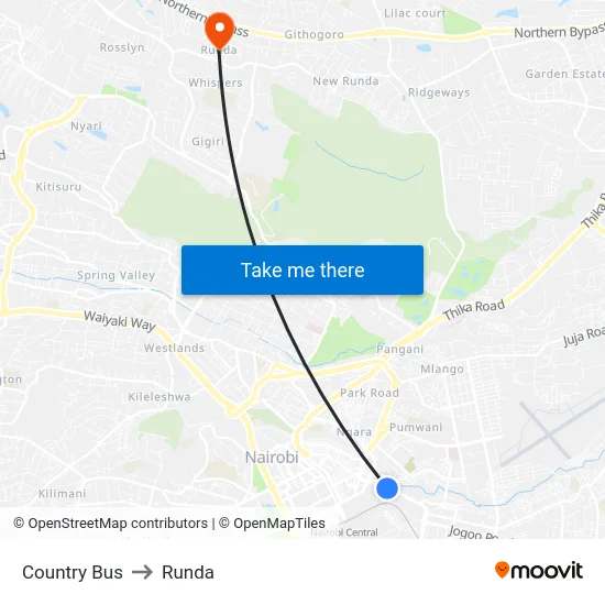 Country Bus to Runda map