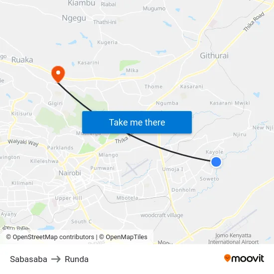 Sabasaba to Runda map