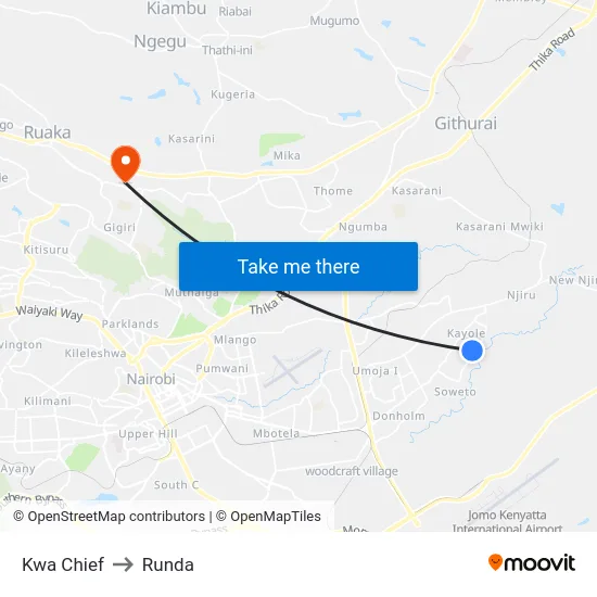 Kwa Chief to Runda map