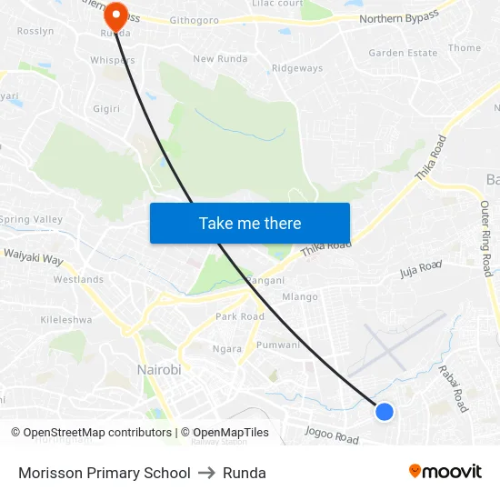 Morisson Primary School to Runda map