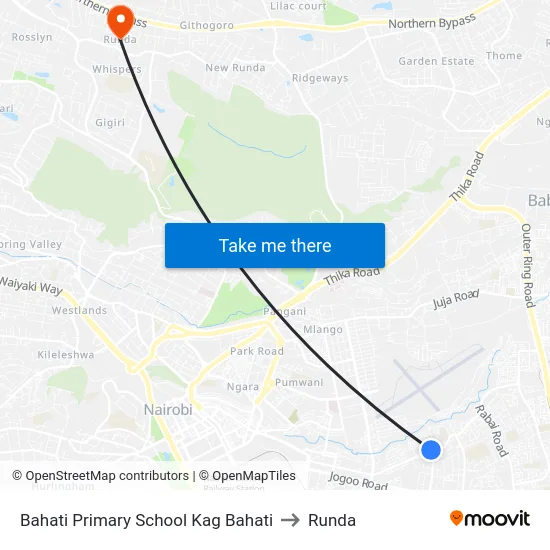 Bahati Primary School Kag Bahati to Runda map