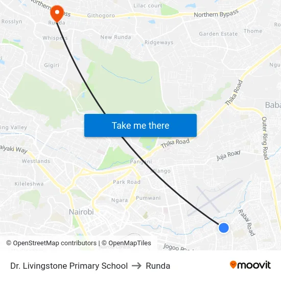 Dr. Livingstone Primary School to Runda map