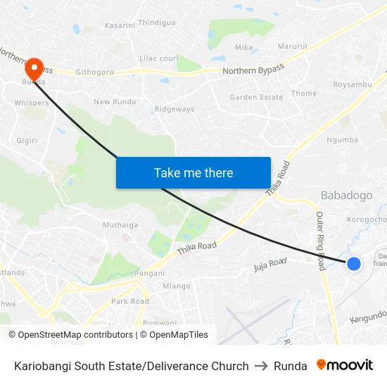 Kariobangi South Estate/Deliverance Church to Runda map