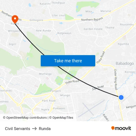 Civil Servants to Runda map