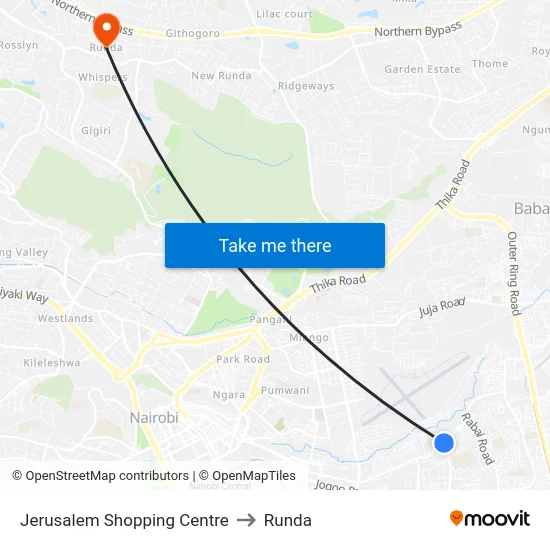 Jerusalem Shopping Centre to Runda map