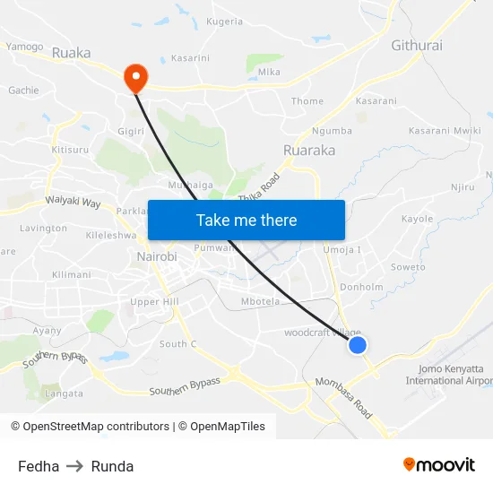 Fedha to Runda map
