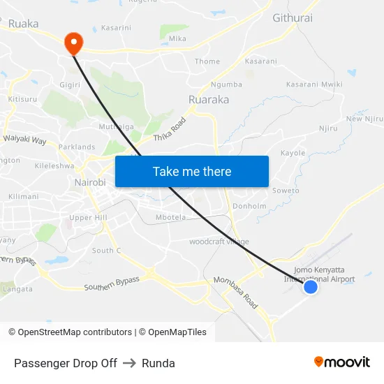 Passenger Drop Off to Runda map