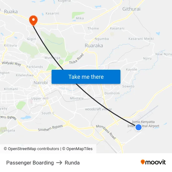 Passenger Boarding to Runda map