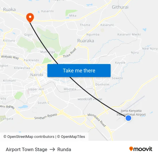 Airport  Town Stage to Runda map