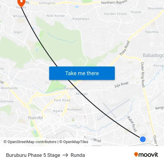 Buruburu Phase 5 Stage to Runda map