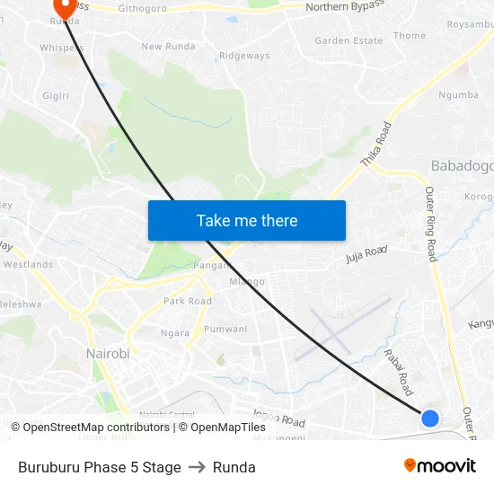 Buruburu Phase 5 Stage to Runda map