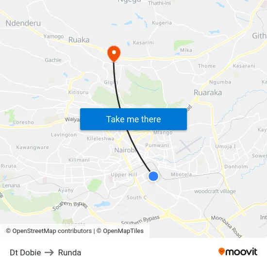 Dt Dobie to Runda map