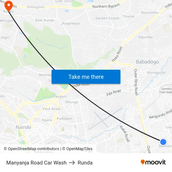 Manyanja Road Car Wash to Runda map