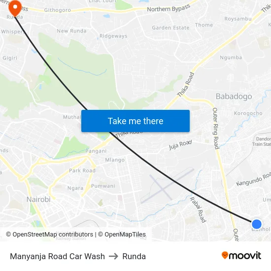Manyanja Road Car Wash to Runda map