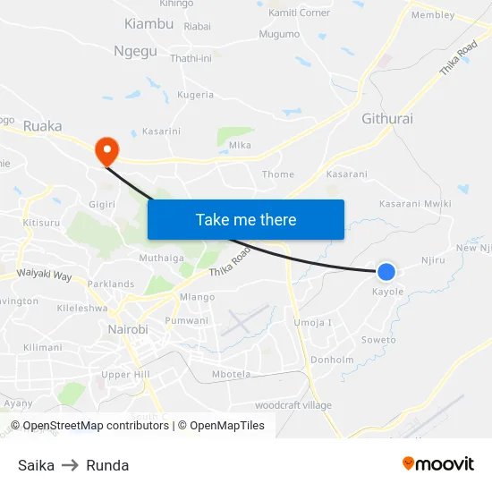 Saika to Runda map