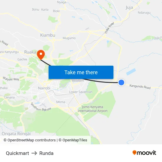 Quickmart to Runda map