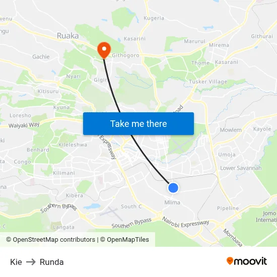 Kie to Runda map