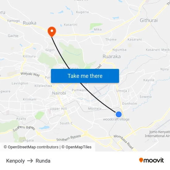 Kenpoly to Runda map