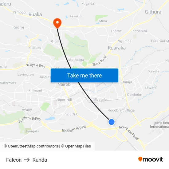 Falcon to Runda map