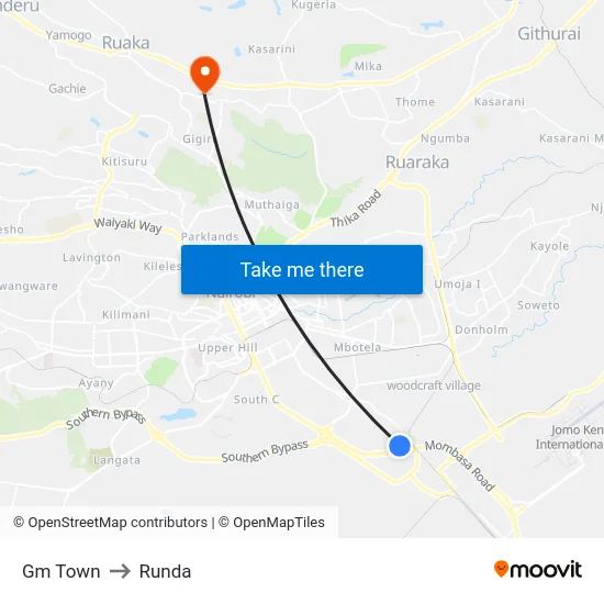 Gm Town to Runda map