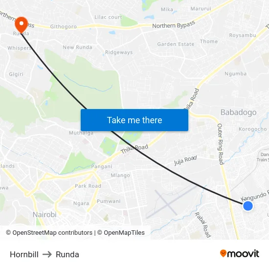 Hornbill to Runda map