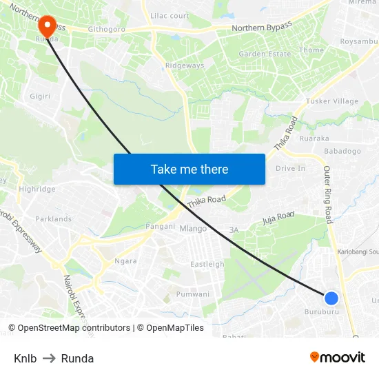 Knlb to Runda map