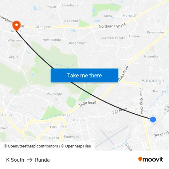 K South to Runda map