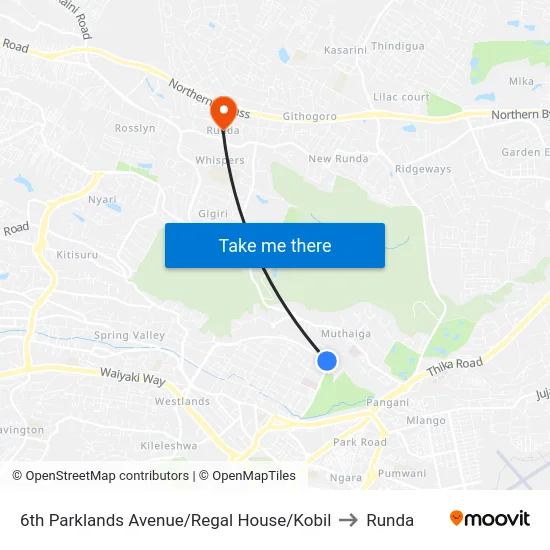 6th Parklands Avenue/Regal House/Kobil to Runda map