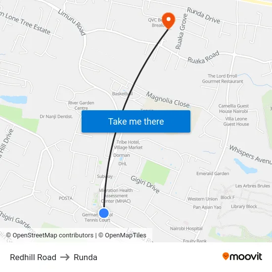 Redhill Road to Runda map