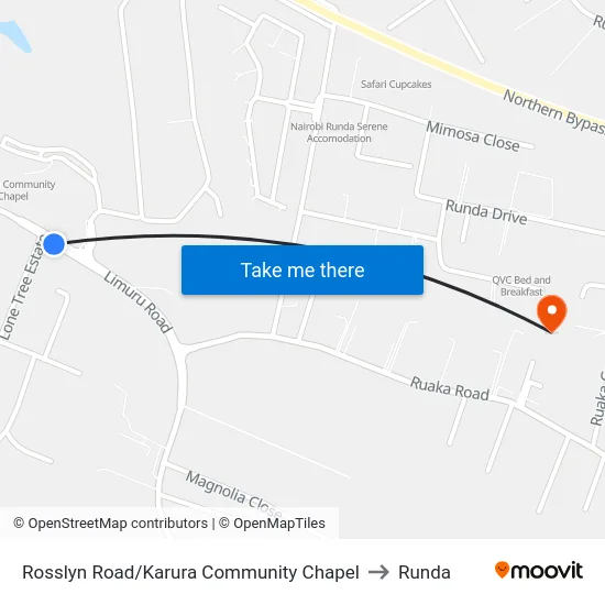Rosslyn Road/Karura Community Chapel to Runda map