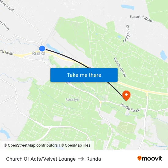 Church Of Acts/Velvet Lounge to Runda map