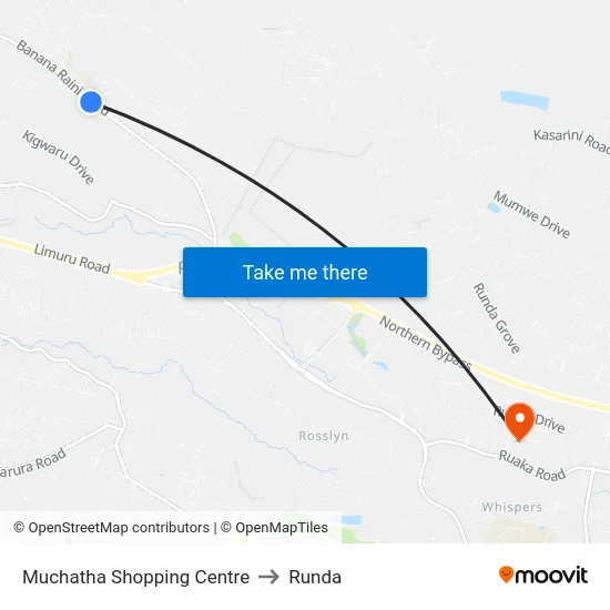 Muchatha Shopping Centre to Runda map