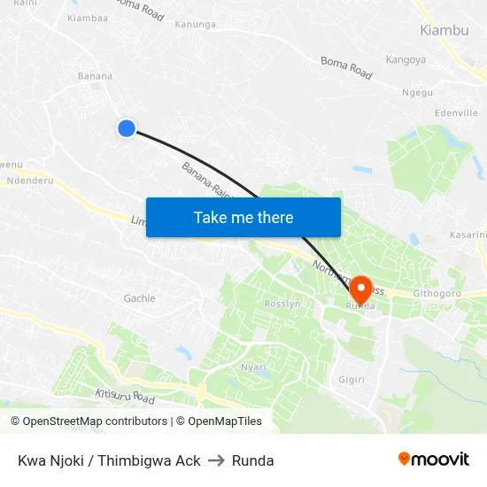 Kwa Njoki / Thimbigwa Ack to Runda map
