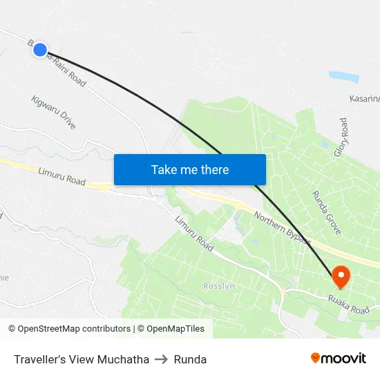 Traveller's View Muchatha to Runda map